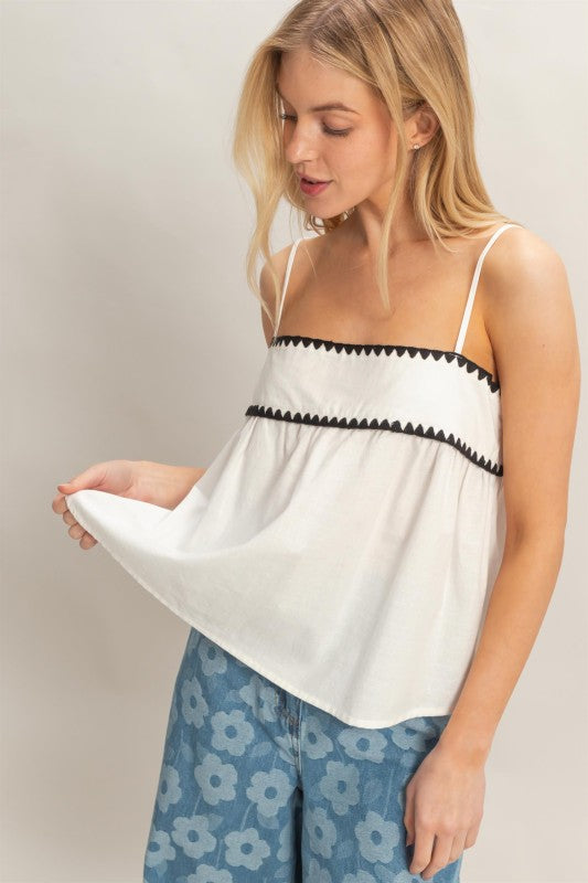 White & Black Contrast Top