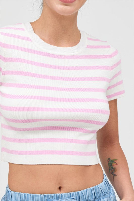 Pink Stripe Baby Tee
