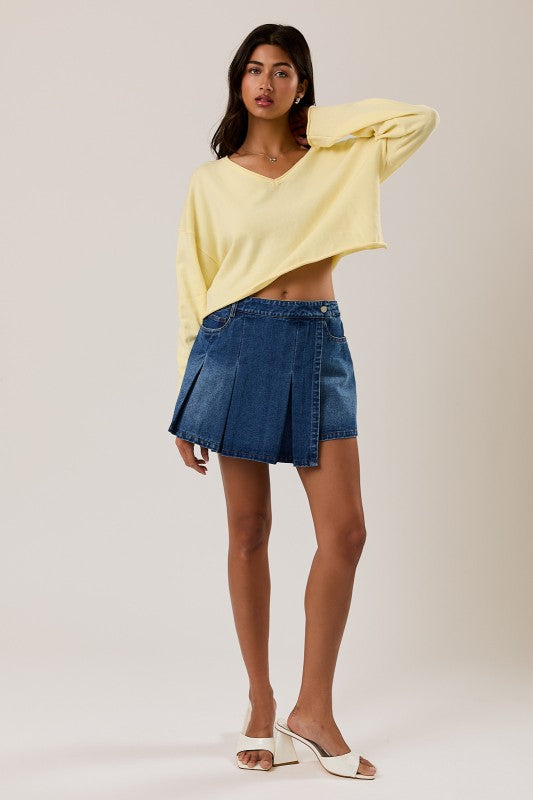 Butter Yellow Crop Knit Top