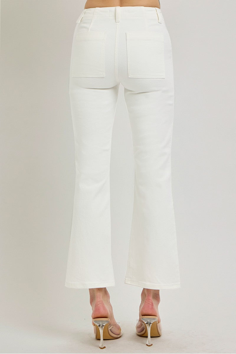 Risen White Ankle Flare Denim