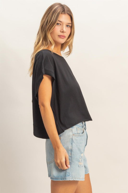 Black Cross Back Top