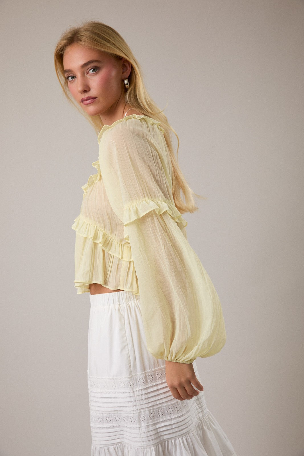 Butter Yellow Ruffle Blouse