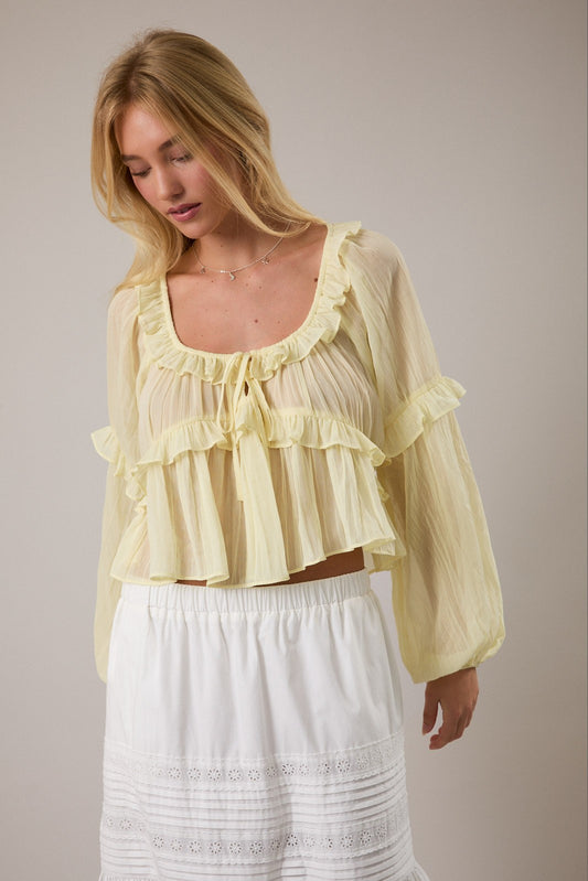 Butter Yellow Ruffle Blouse