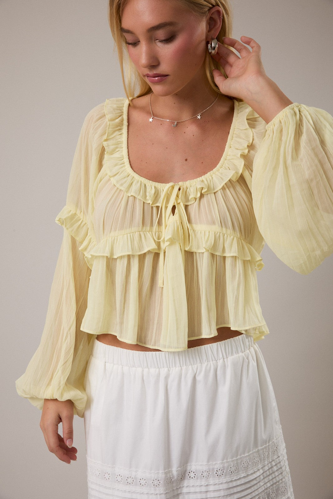 Butter Yellow Ruffle Blouse