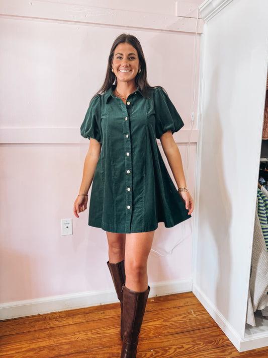Forrest Green Button Up Dress