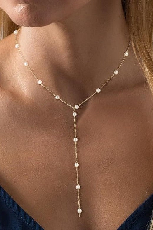 Pearl Y Drop Necklace