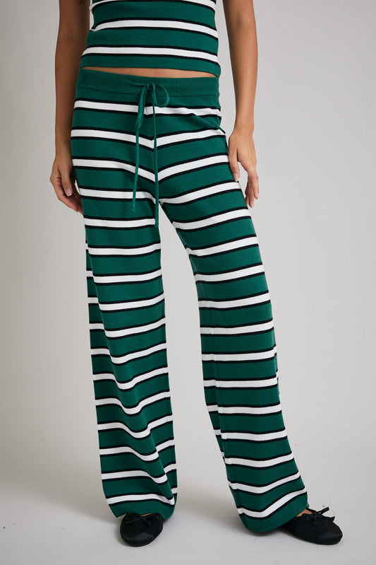 Green & White Stripe Knit Pants