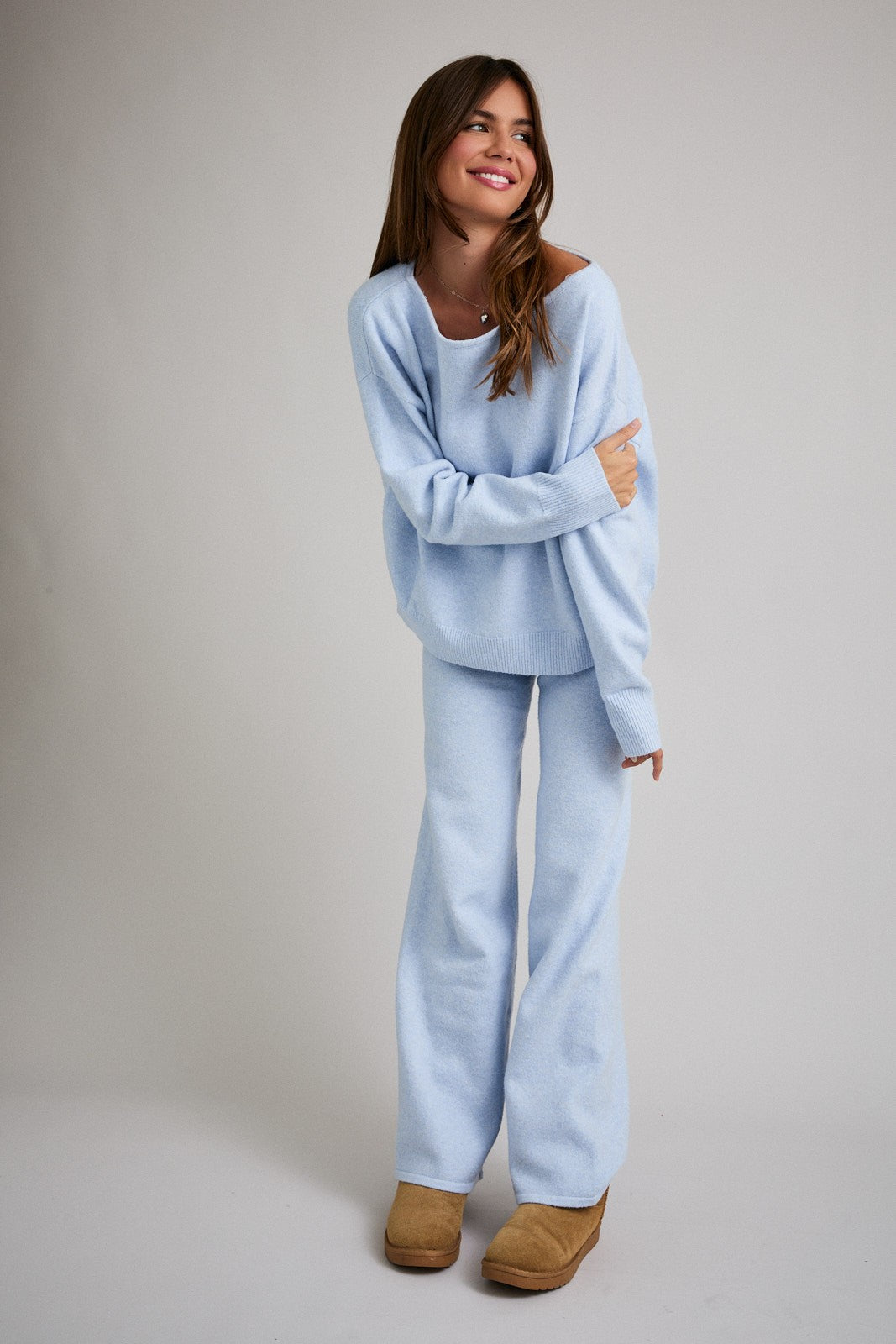 Light Blue Fold Over Flares