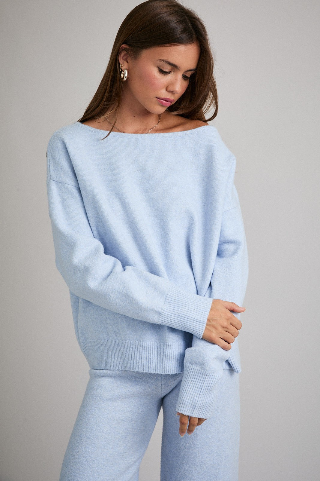 Light Blue Fold Over Flares