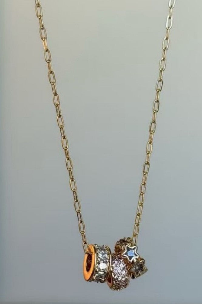 Gold Triple Barrel Necklace