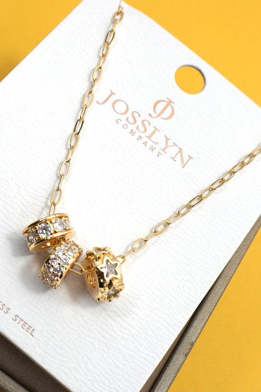 Gold Triple Barrel Necklace