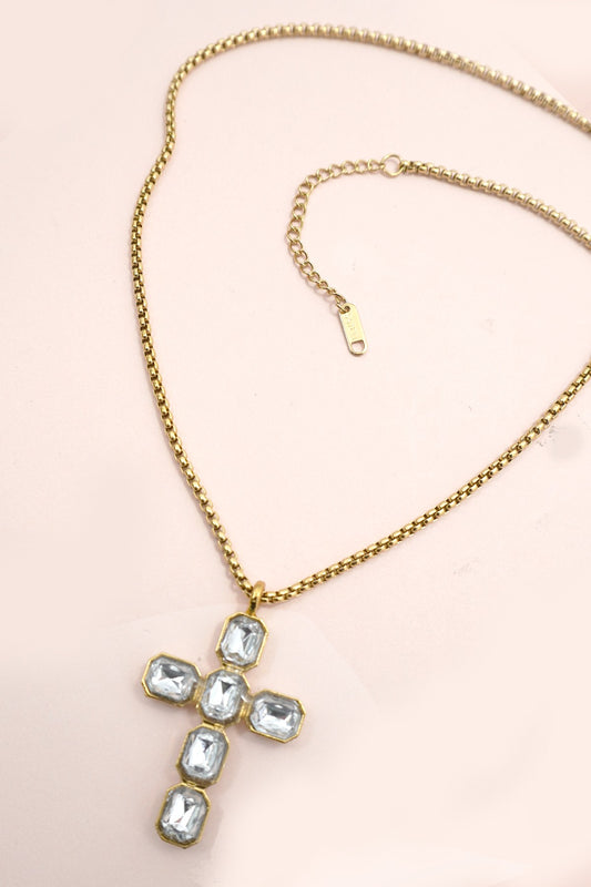 Gold Glam Cross Necklace