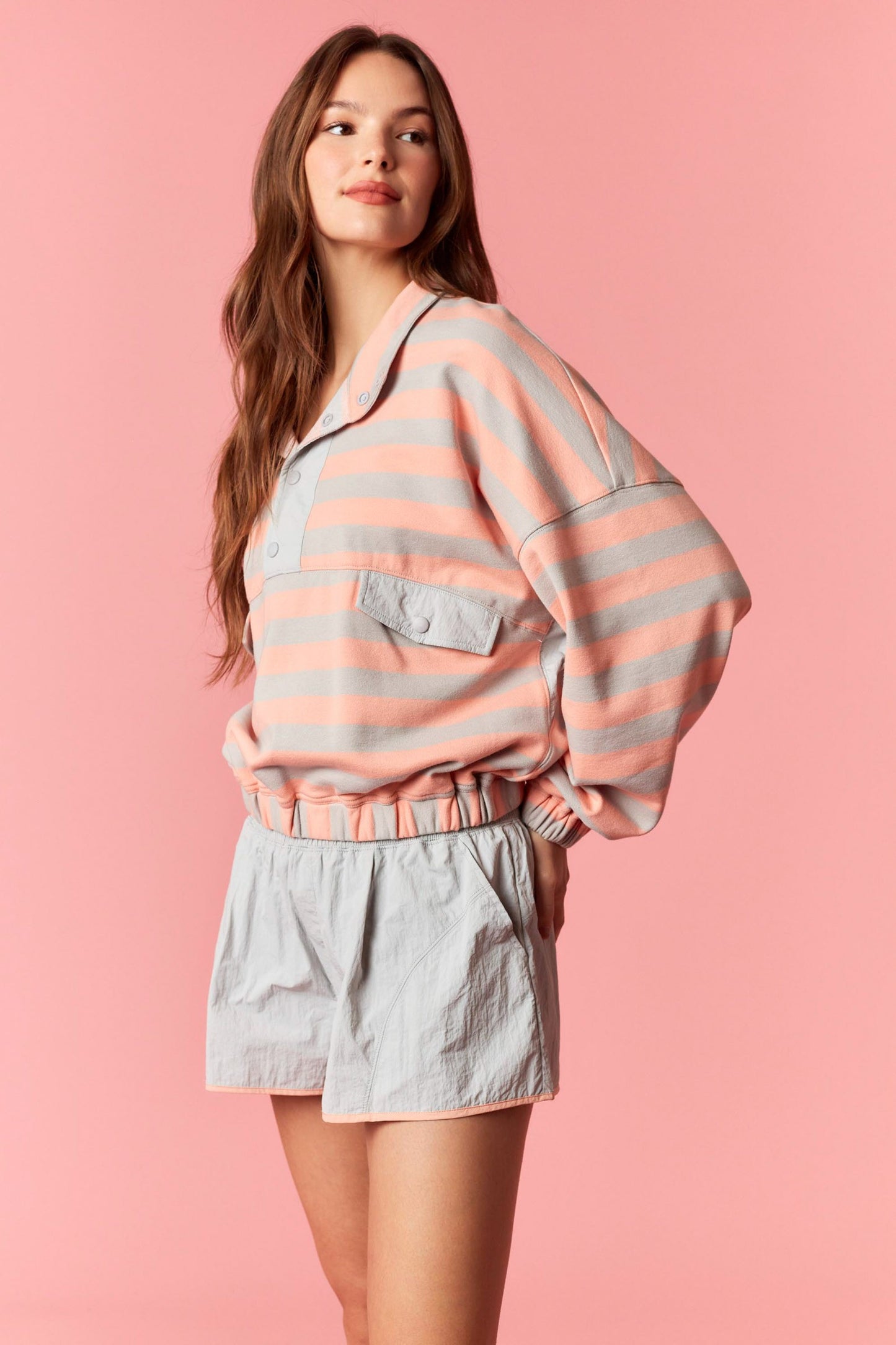 Grey & Salmon Shorts