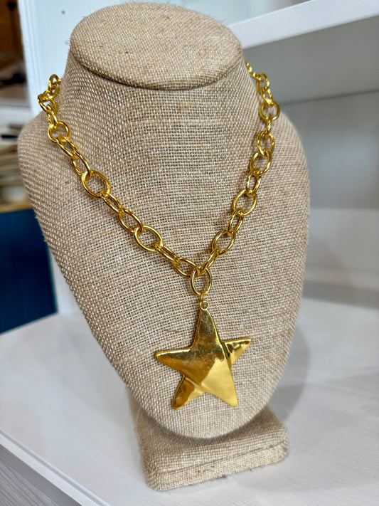 Chunky Gold Star Necklace