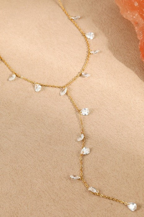 Crystal Drop Y Necklace