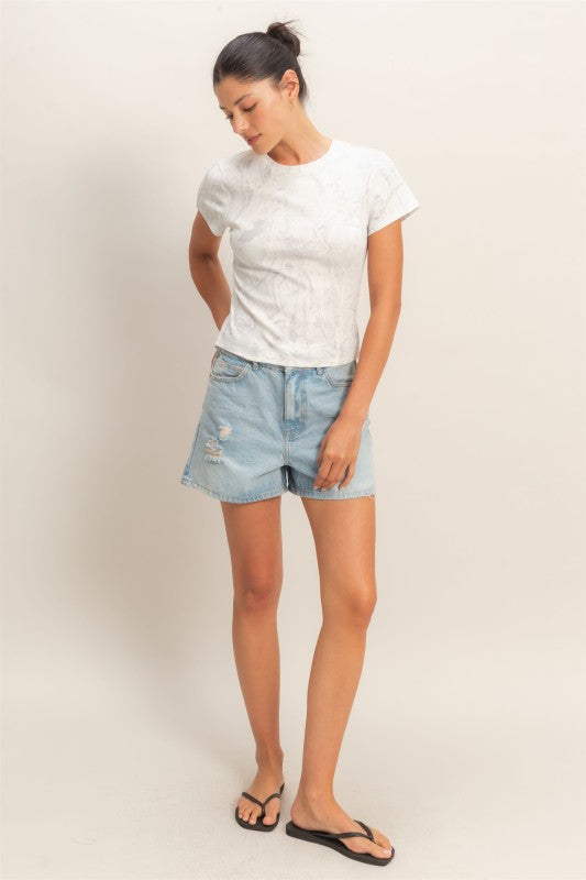 White Camo Fitted Tee