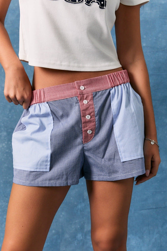 Gingham Color Block Boxer Shorts