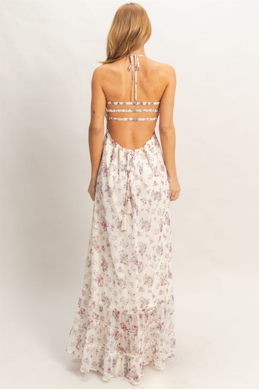 Rose Wine Ivory Maxi Dress