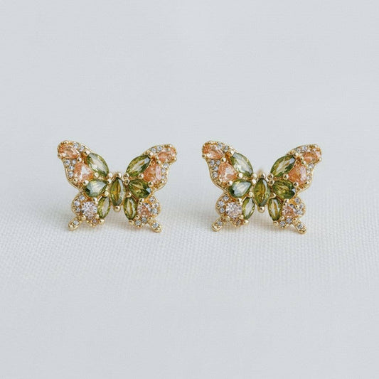 Olive Green Butterfly Earrings