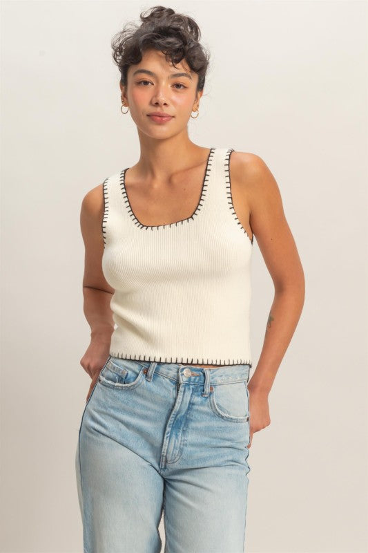Black Stitch Knit Tank