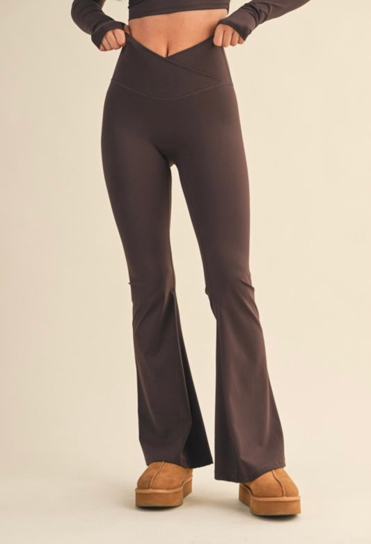 Chocolate High Cross Waist Flares