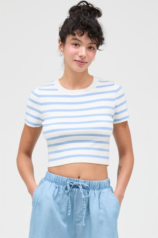 Ice Blue Stripe Baby Tee