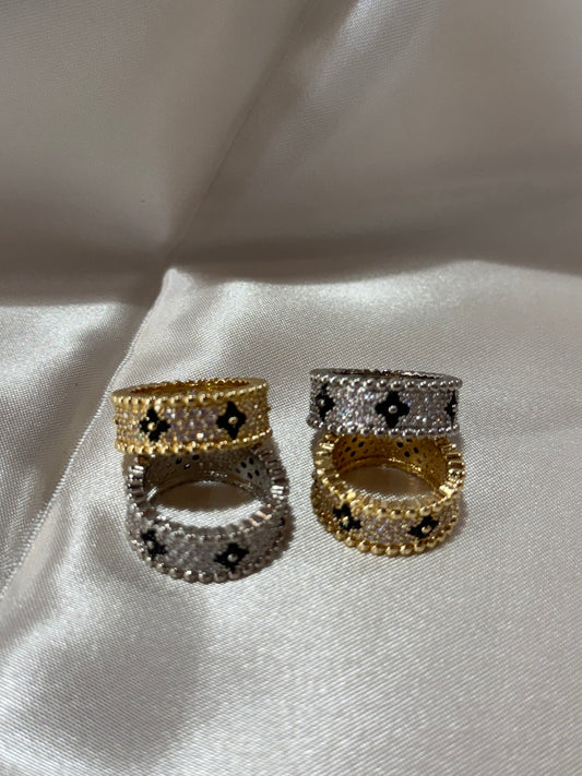 Diamond Black Clover Ring