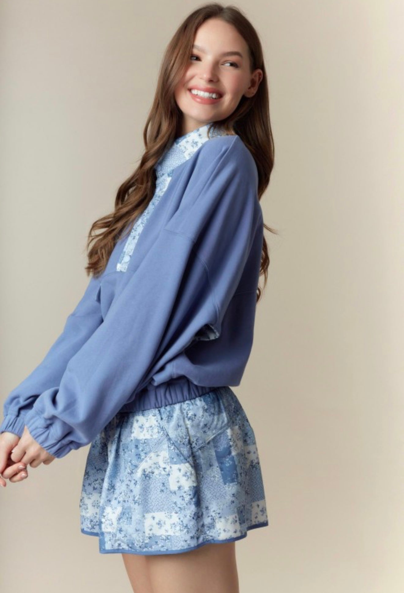 Blue Floral Sporty Short