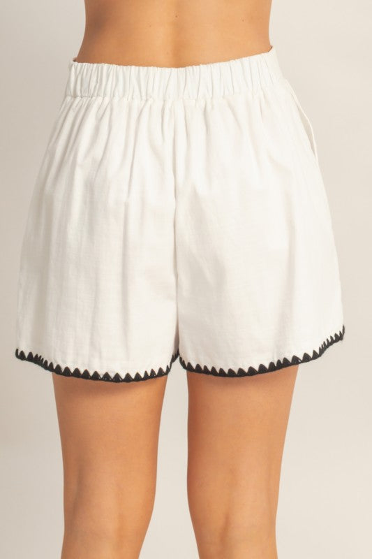 White & Black Contrast Shorts