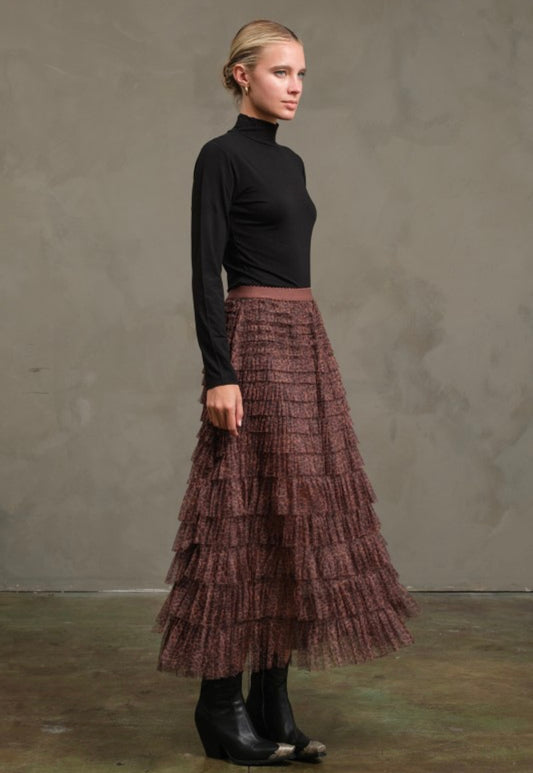 Leopard Layered Tulle Skirt
