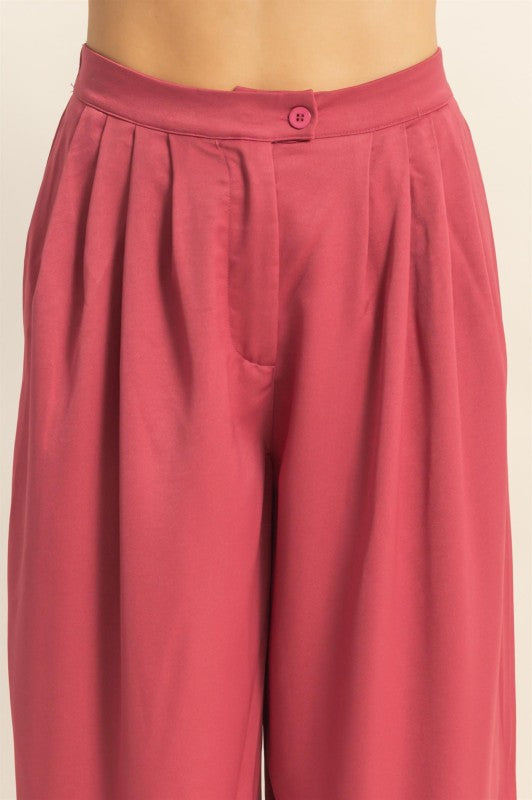 Berry Satin Trouser Pant