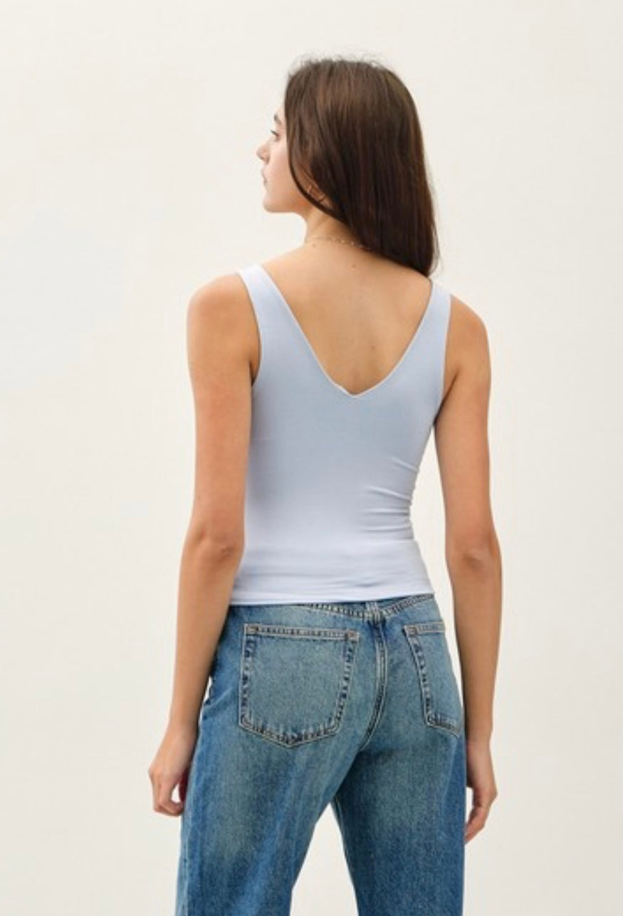 Powder Blue V-Neck Tank