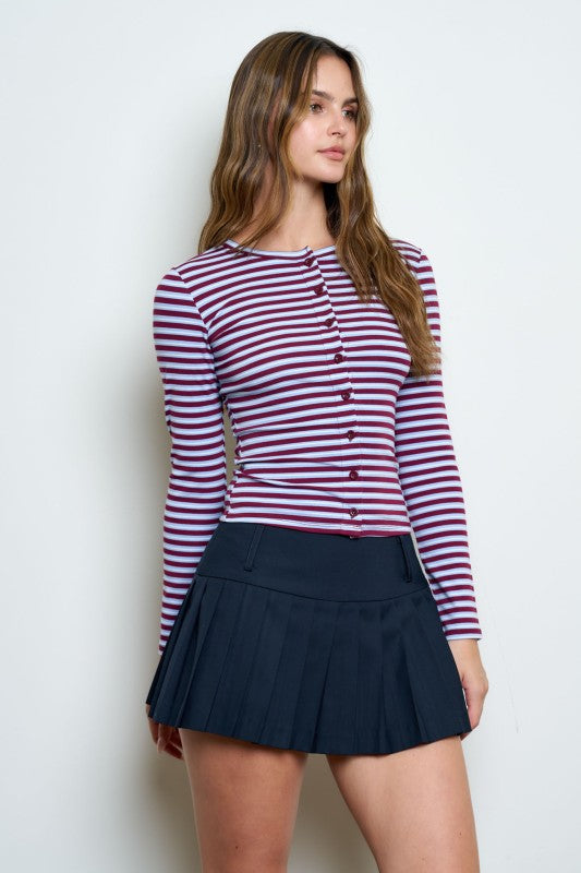 Burgundy & Blue Knit Top