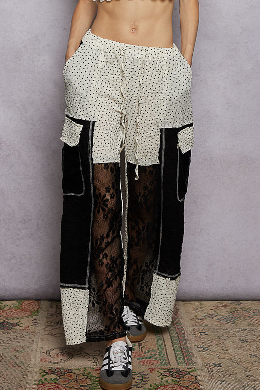 Black & White Polka Dot Lace Pants