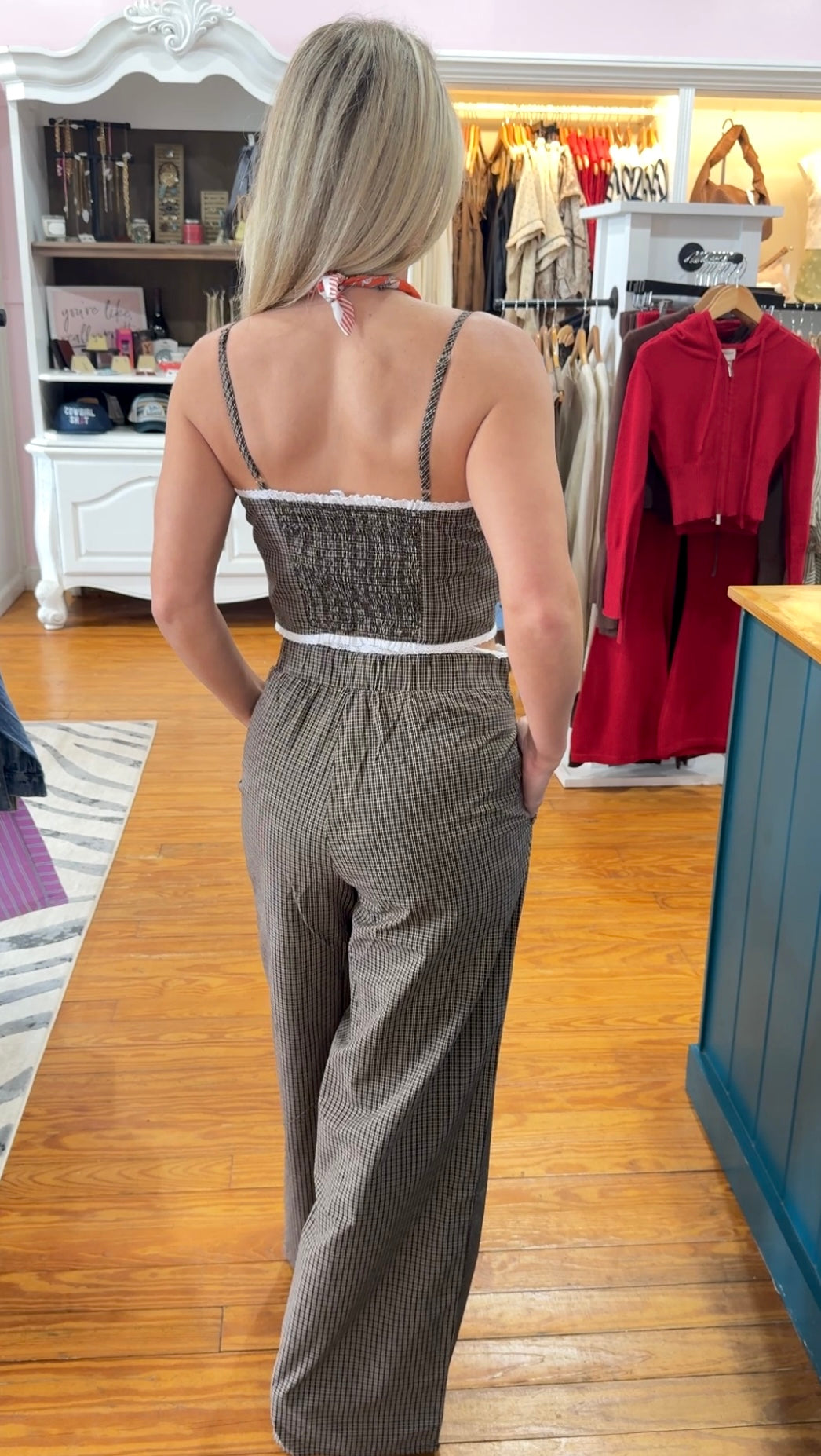 Black Plaid Lace Set