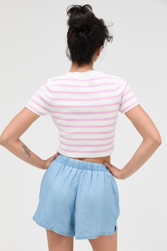 Pink Stripe Baby Tee