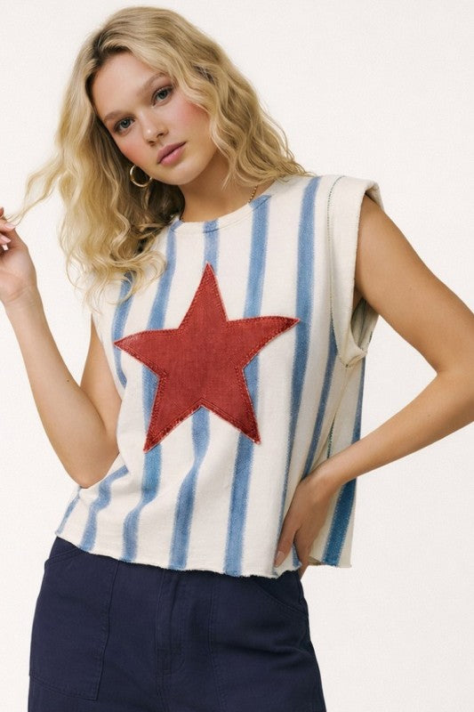 Star Appliqué Stripe Knit Top PREORDER
