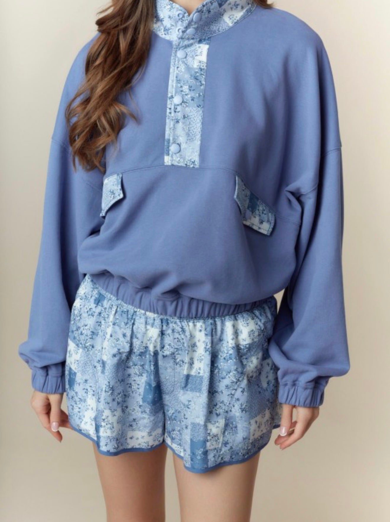 Blue Floral Sporty Short