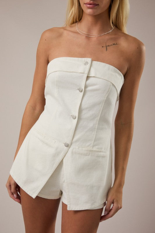 Victoria White Denim Romper
