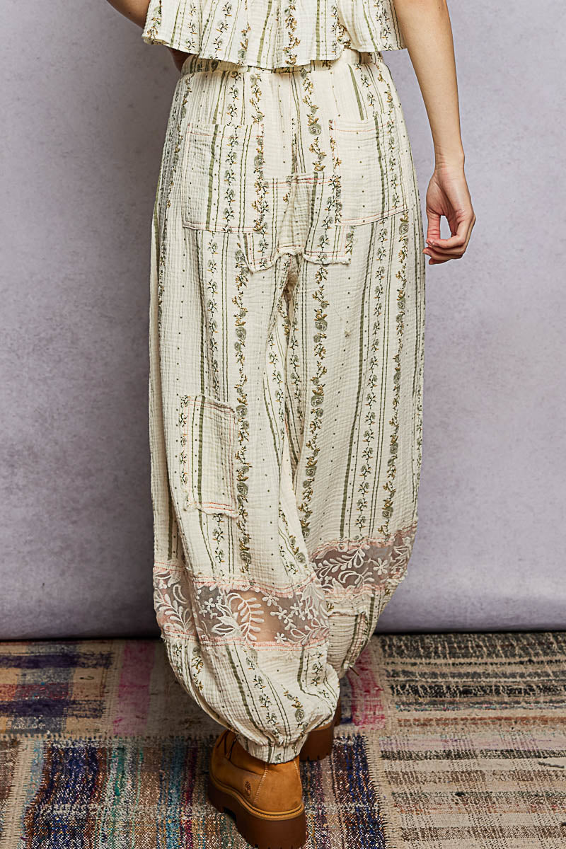 Ivory Sage Floral Pants