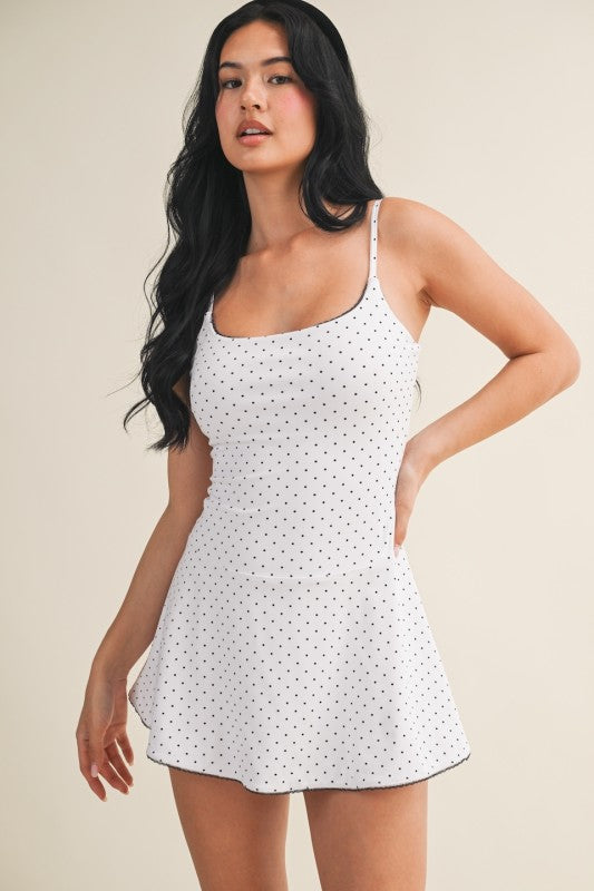 White Polka Dot Athletic Dress
