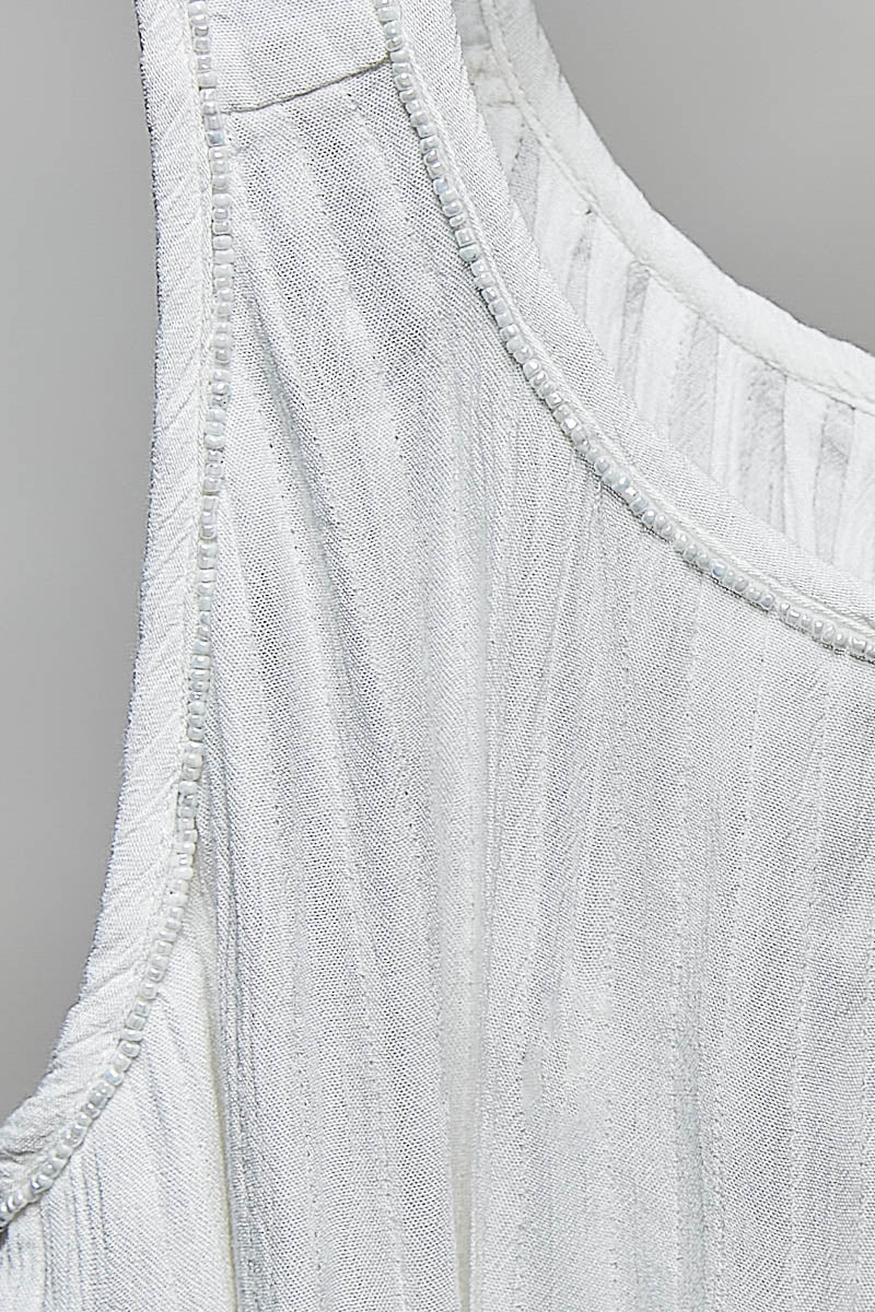 White Beaded Tank Top