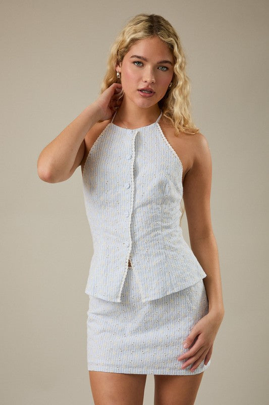 Blue Stripe Halter Top