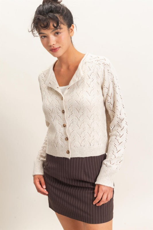 Ivory Open Knit Cardigan
