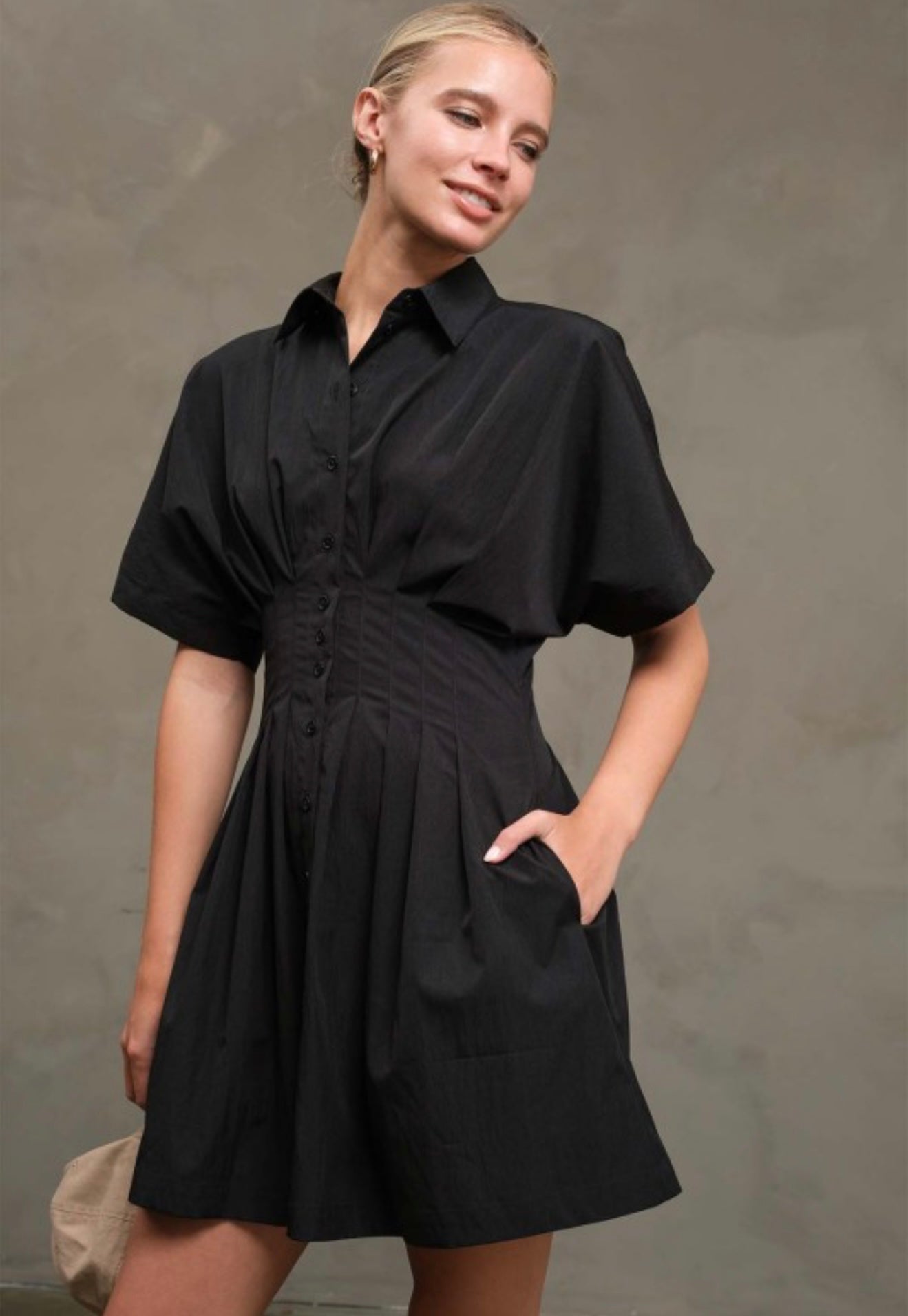 Black Waist Tapered Dress