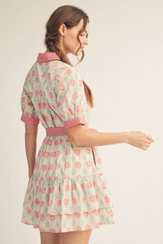 Marsala Stripe & Floral Dress