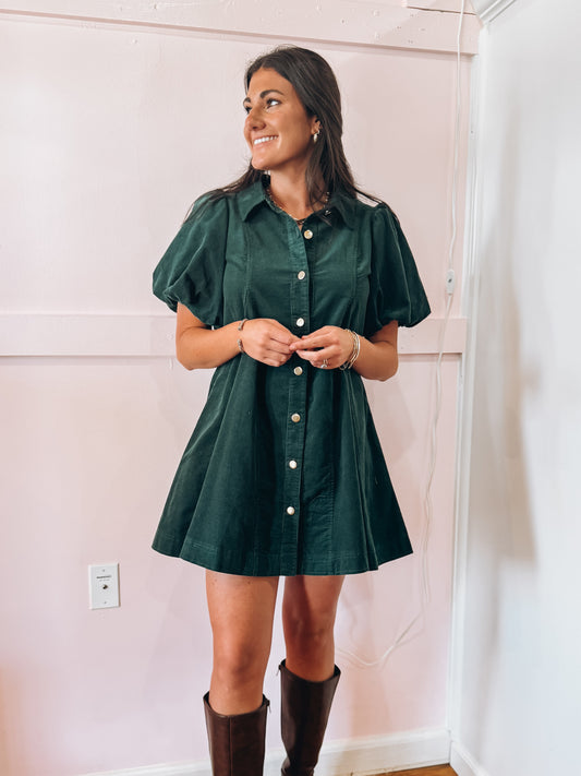 Forrest Green Button Up Dress