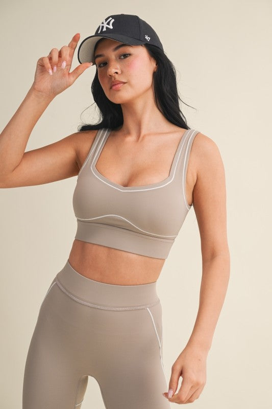 Ecru Contrast Sports Bra PREORDER