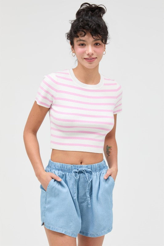 Pink Stripe Baby Tee