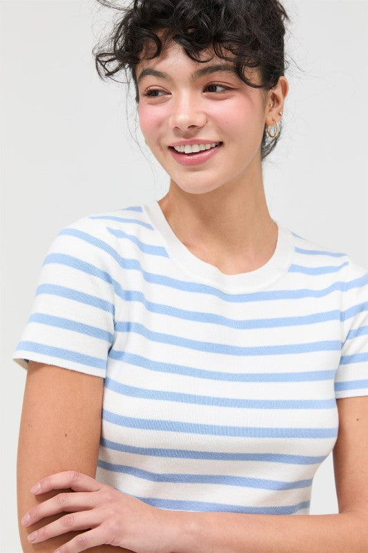 Ice Blue Stripe Baby Tee